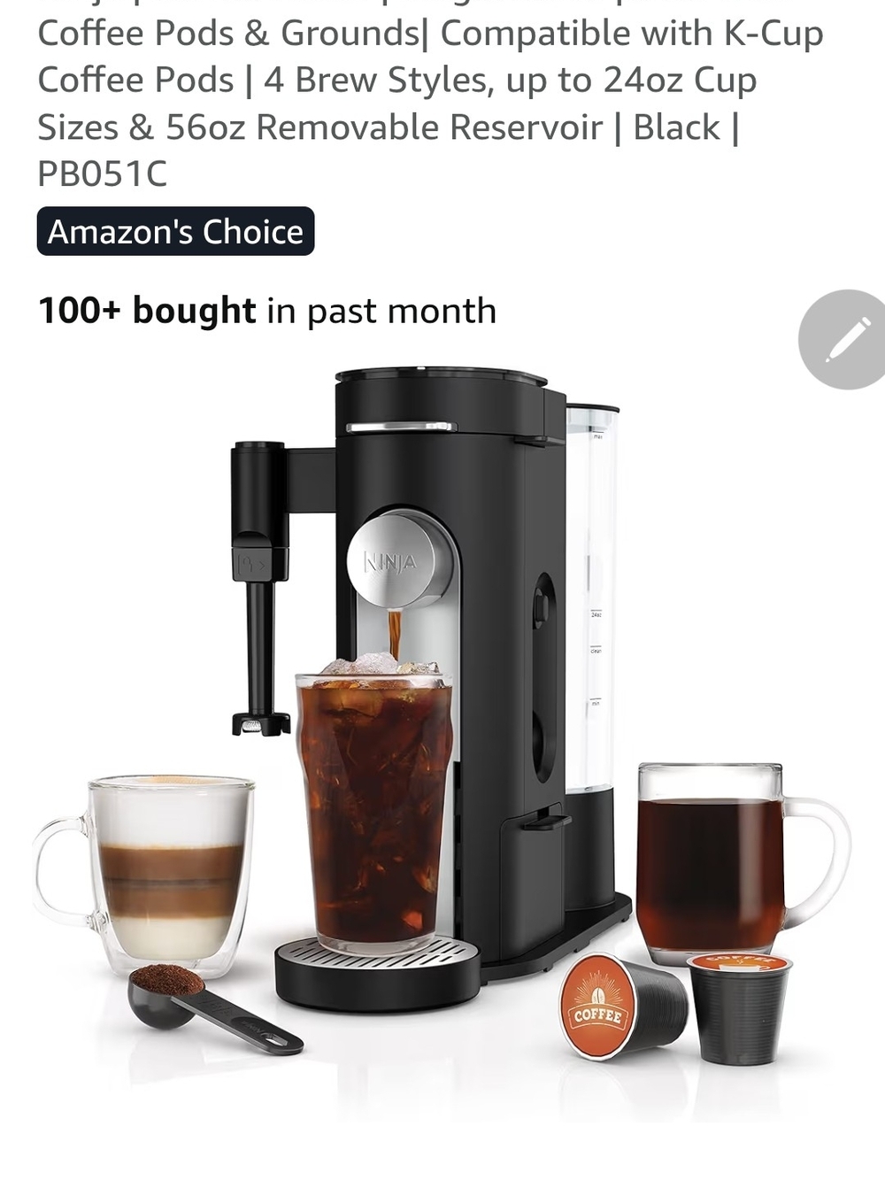 Ninja Single-Serve Coffee Maker - Black with Silver Accents